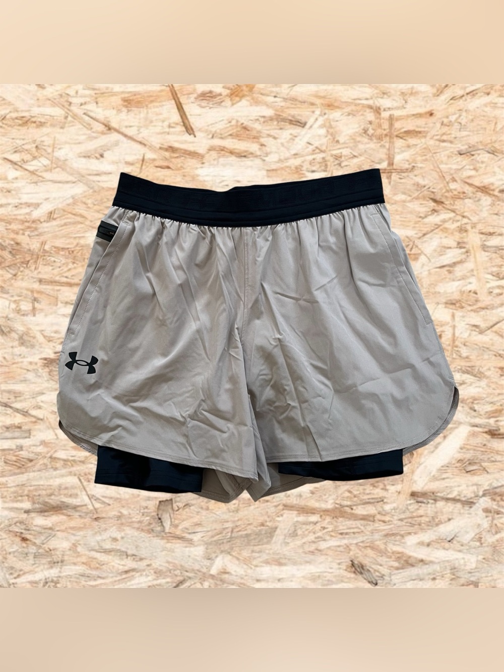 🖤NWT🖤 UNDER ARMOUR UA Vanish Elite 2 in 1 Shorts in Timberwolf - Picture 2 of 9